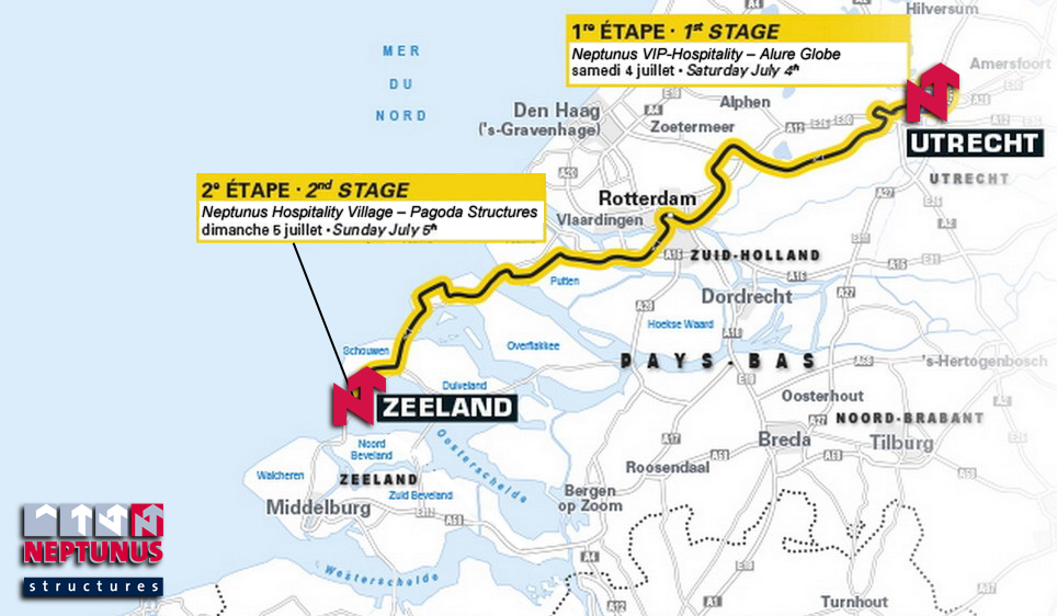 Neptunus in het geel tijdens Grand Départ Tour in Utrecht en Zeeland
